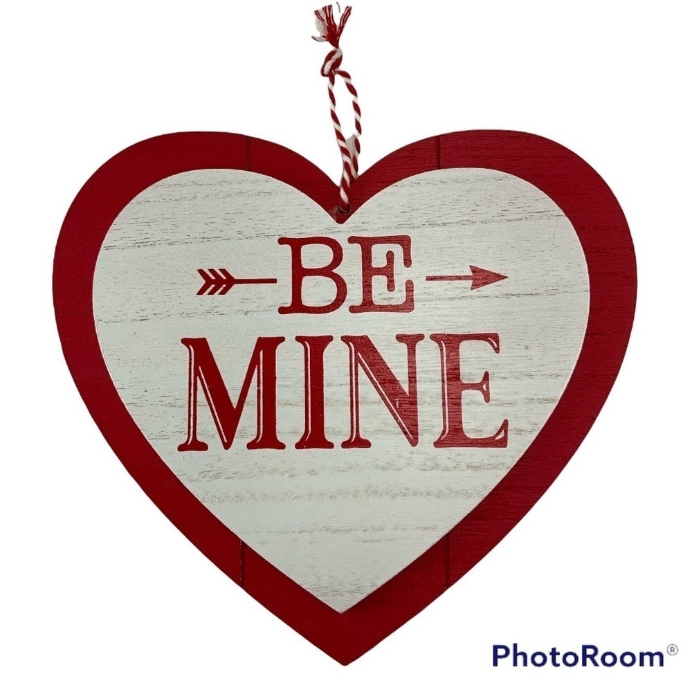 Valentines Wall Hanging Double Layer Heart Wood Plaque 10” X 9.6” NEW